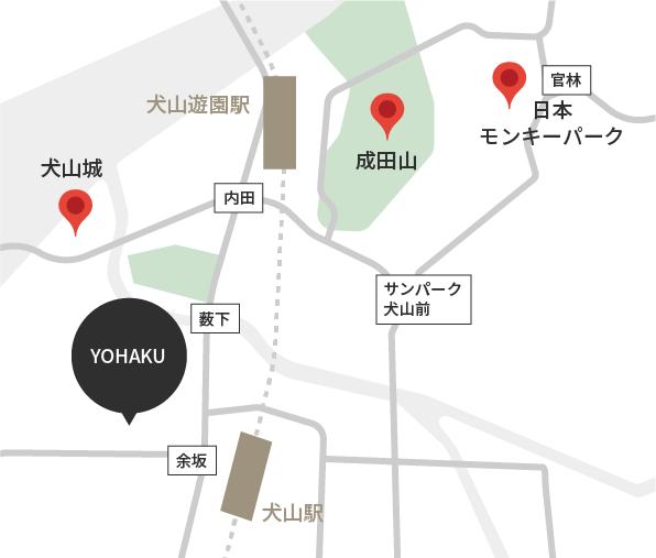 YOHAKU周辺の観光マップ